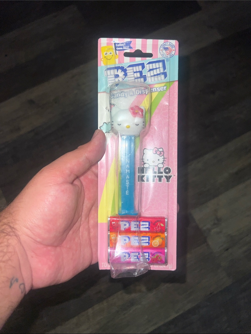 Hello Kitty Blue Stem Candy Dispenser with White Head and Pink Bow